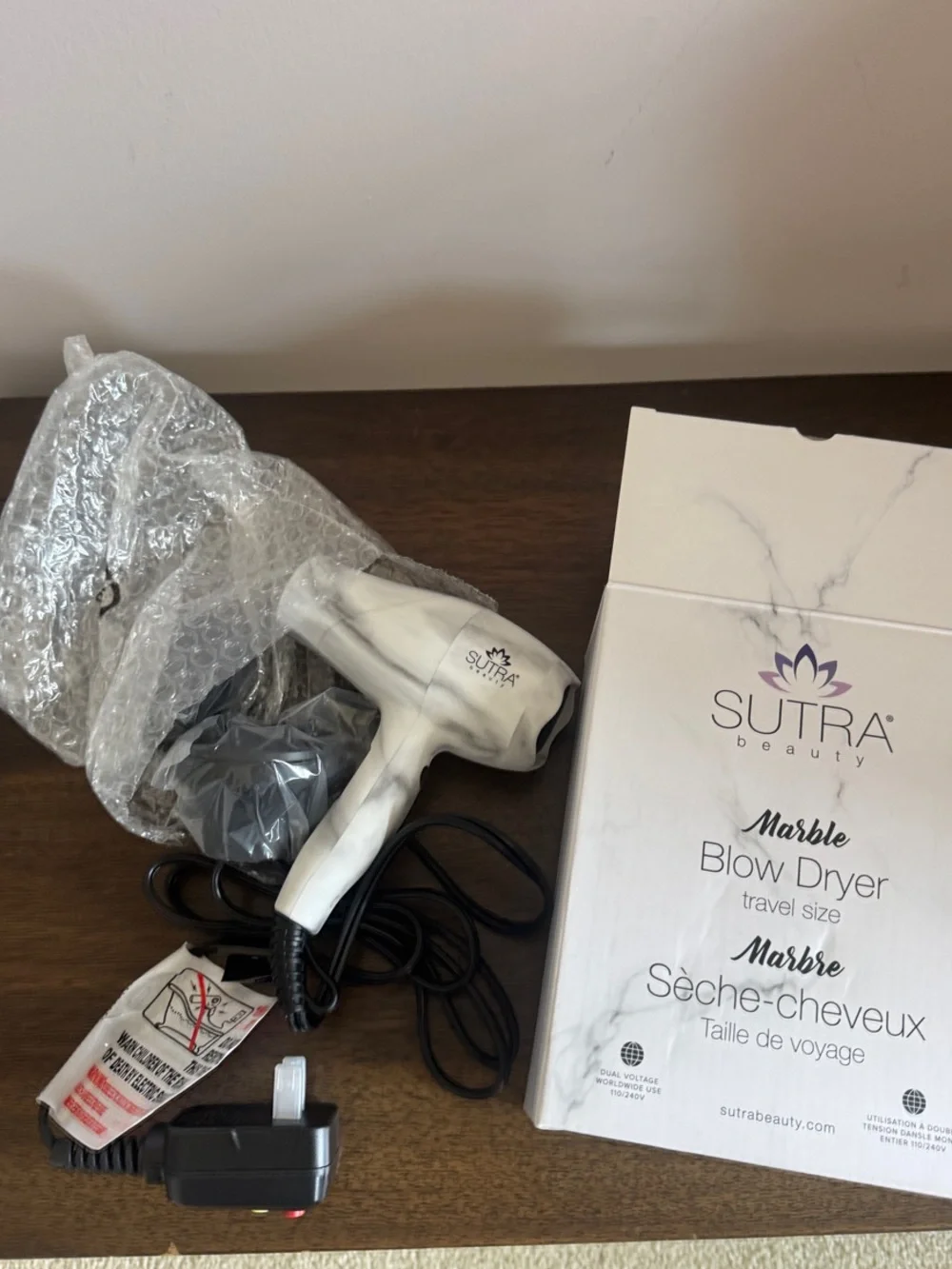 Sutra Beauty Marble Travel Blow Dryer - White